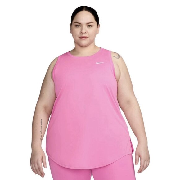 Nike Dri-fit Women Racerback Curved-Hem Tank Top Pink 1X - Picture 2 of 5